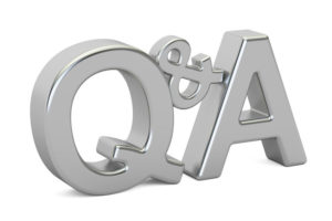 Q&amp;A silver inscription, 3D rendering isolated on white background